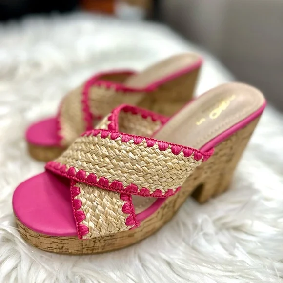 Pink Woven Cork Wedge - Picture 7 of 8
